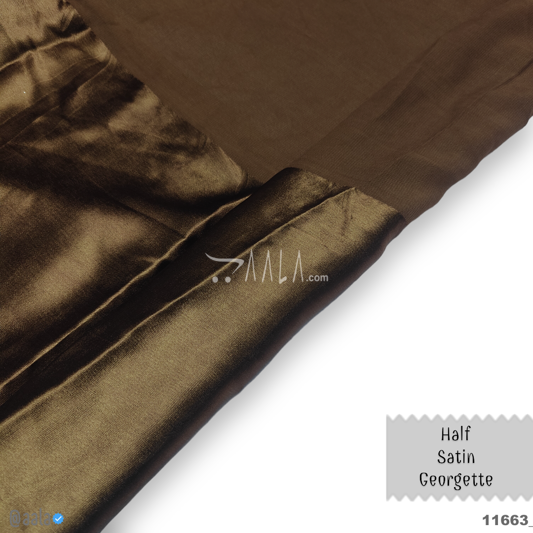 Half Satin-Georgette Viscose 44-Inches BROWN Per-Metre 