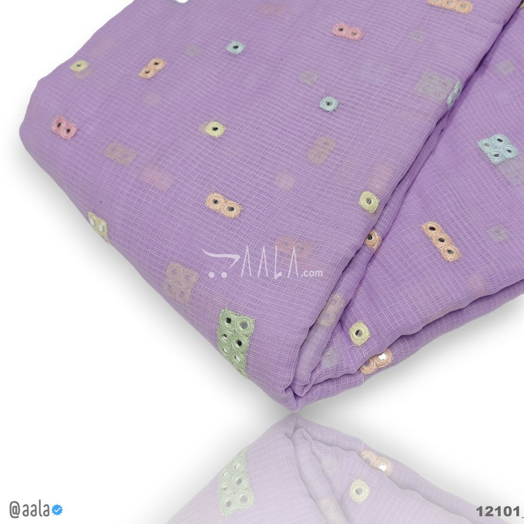 Embroidered-Kota Cotton Cotton 44-Inches PURPLE Per-Metre #12101