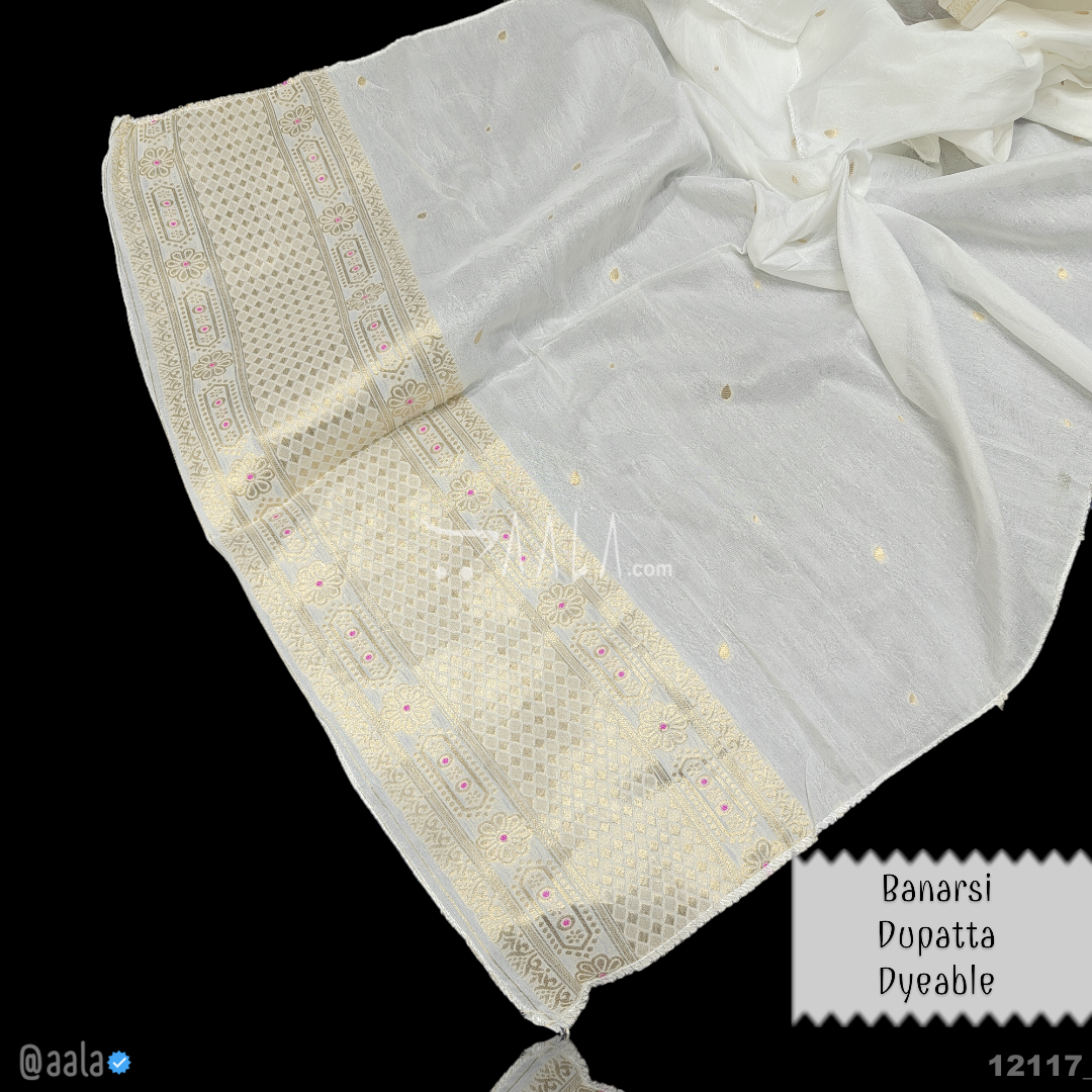 Banarsi-Chanderi Silk Viscose Dupatta-28-Inches DYEABLE 2.25-Metres 
