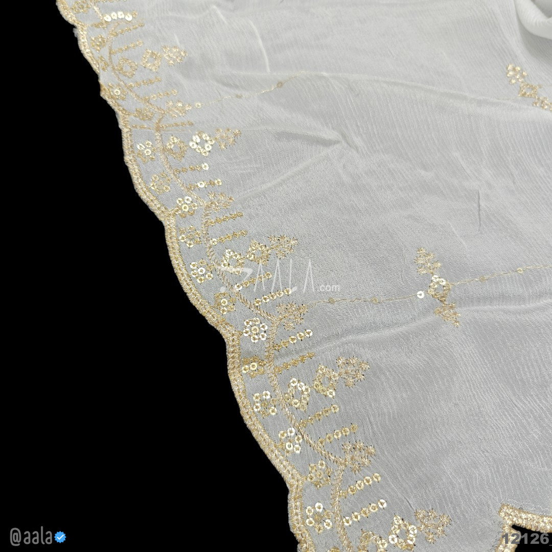 Embroidered-Crepe Chiffon Viscose Dupatta-36-Inches DYEABLE 2.25-Metres 