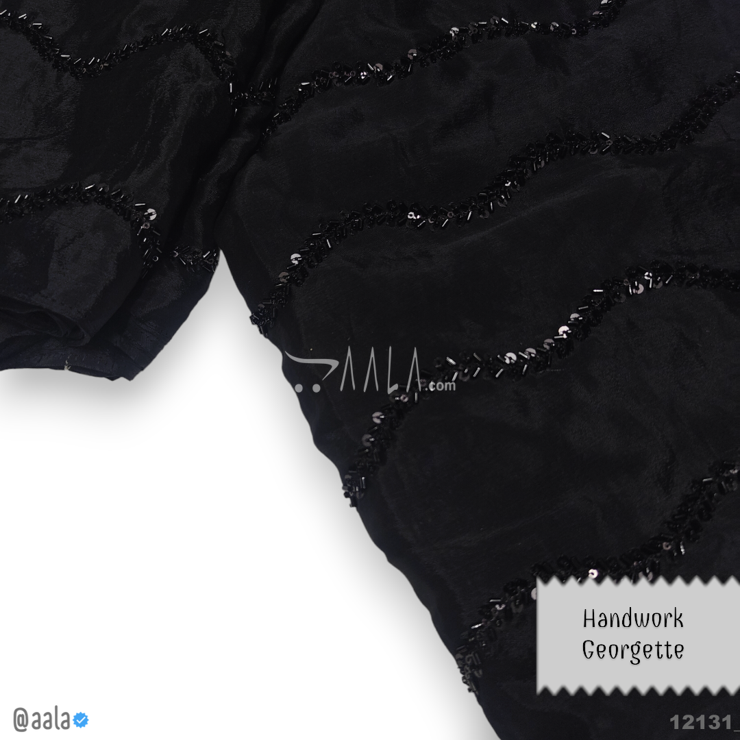 Handwork-Crepe Chiffon Viscose 44-Inches BLACK Per-Metre #12131