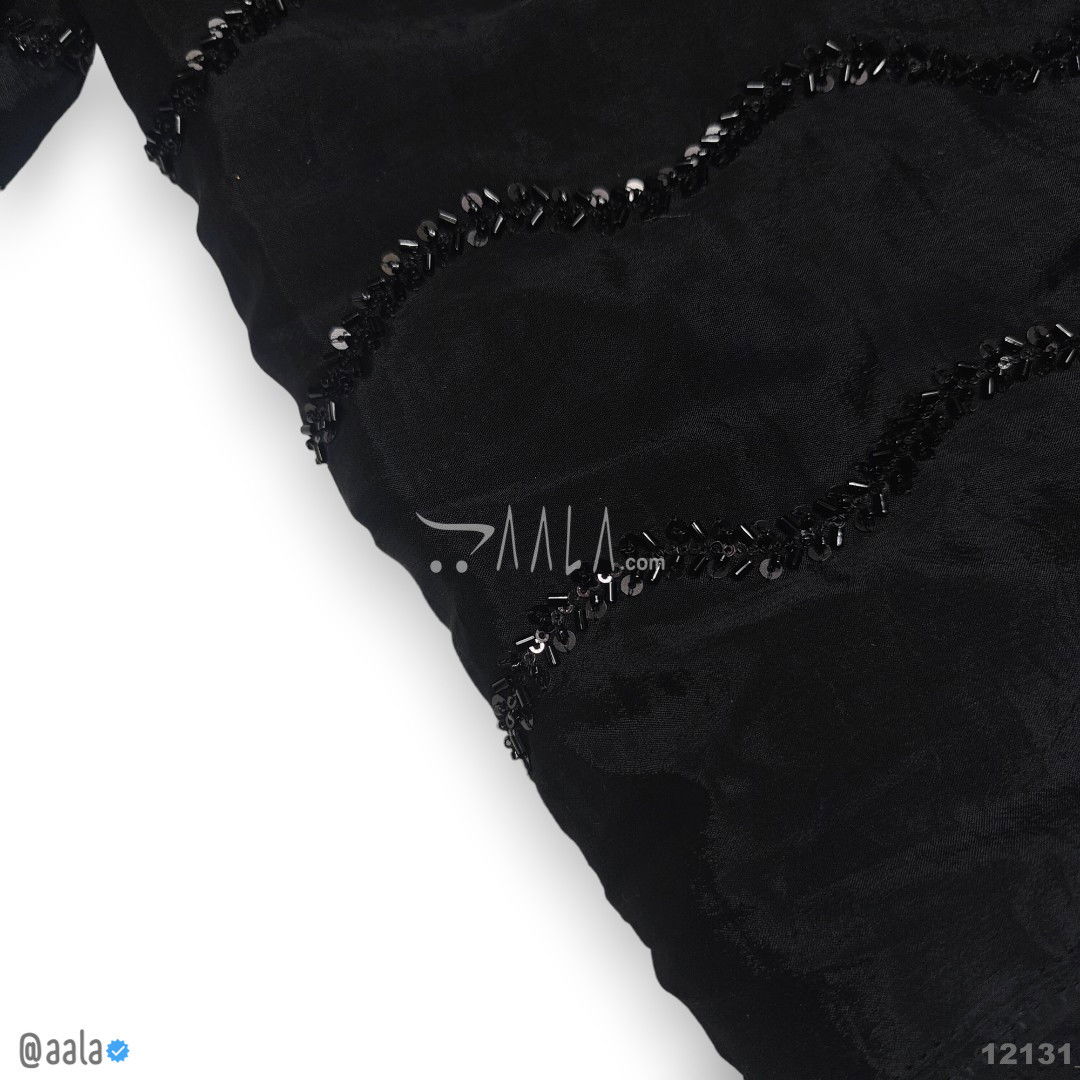 Handwork-Crepe Chiffon Viscose 44-Inches BLACK Per-Metre #12131
