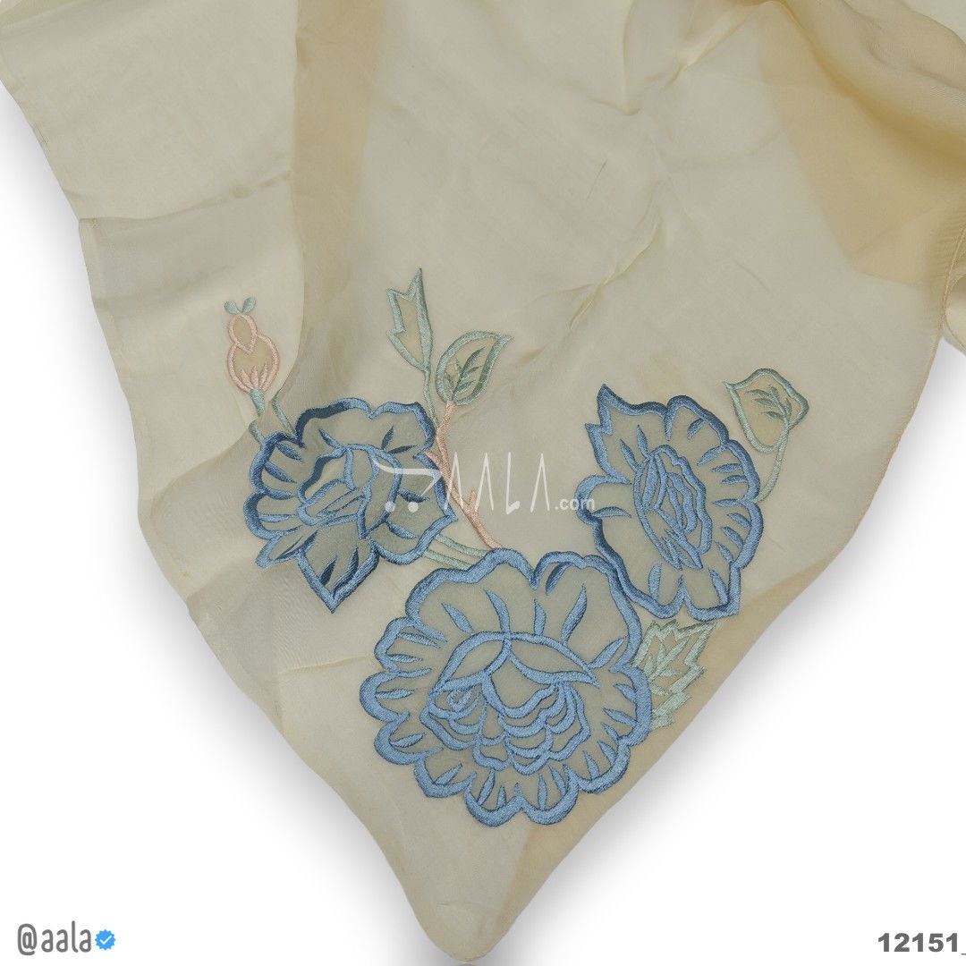 Handcrafted Organza Viscose Dupatta-40-Inches BISCUIT 2.25-Metres 