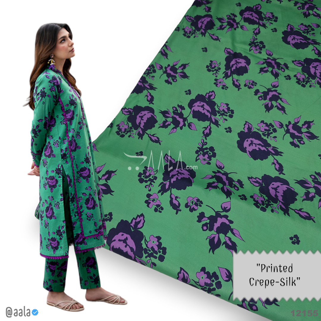 Printed-Silk Crepe Blend 44-Inches PRINTED Per-Metre #12155
