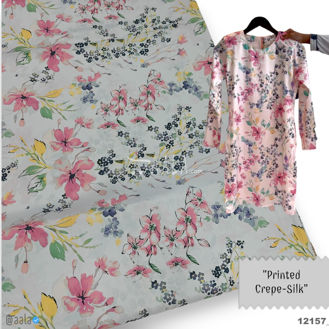 Printed-Silk Crepe Blend 44-Inches PRINTED Per-Metre #12157