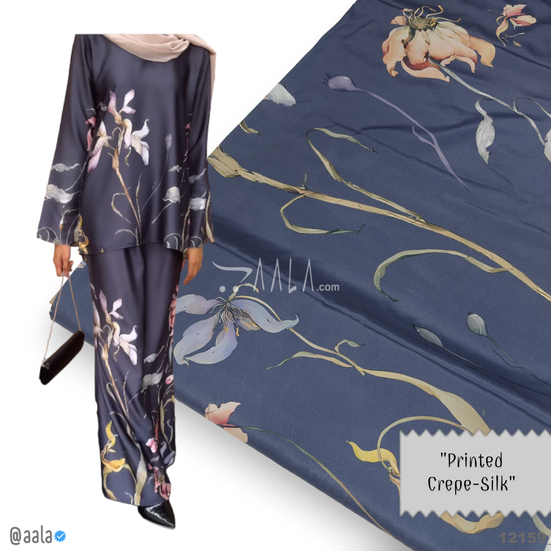 Printed-Silk Crepe Blend 44-Inches PRINTED Per-Metre #12159