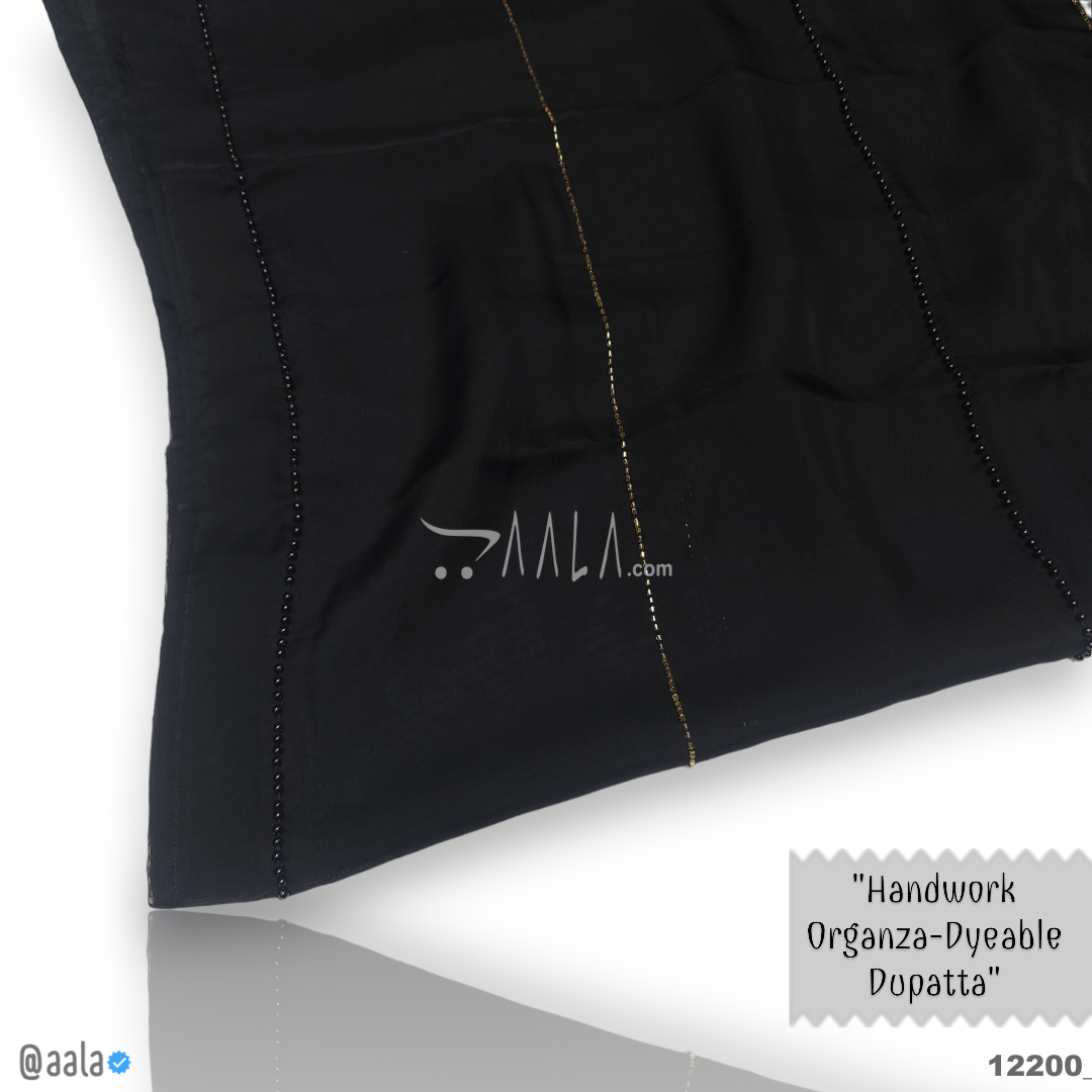 Handwork Organza Viscose Dupatta-42-Inches BLACK 2.25-Metres #12200