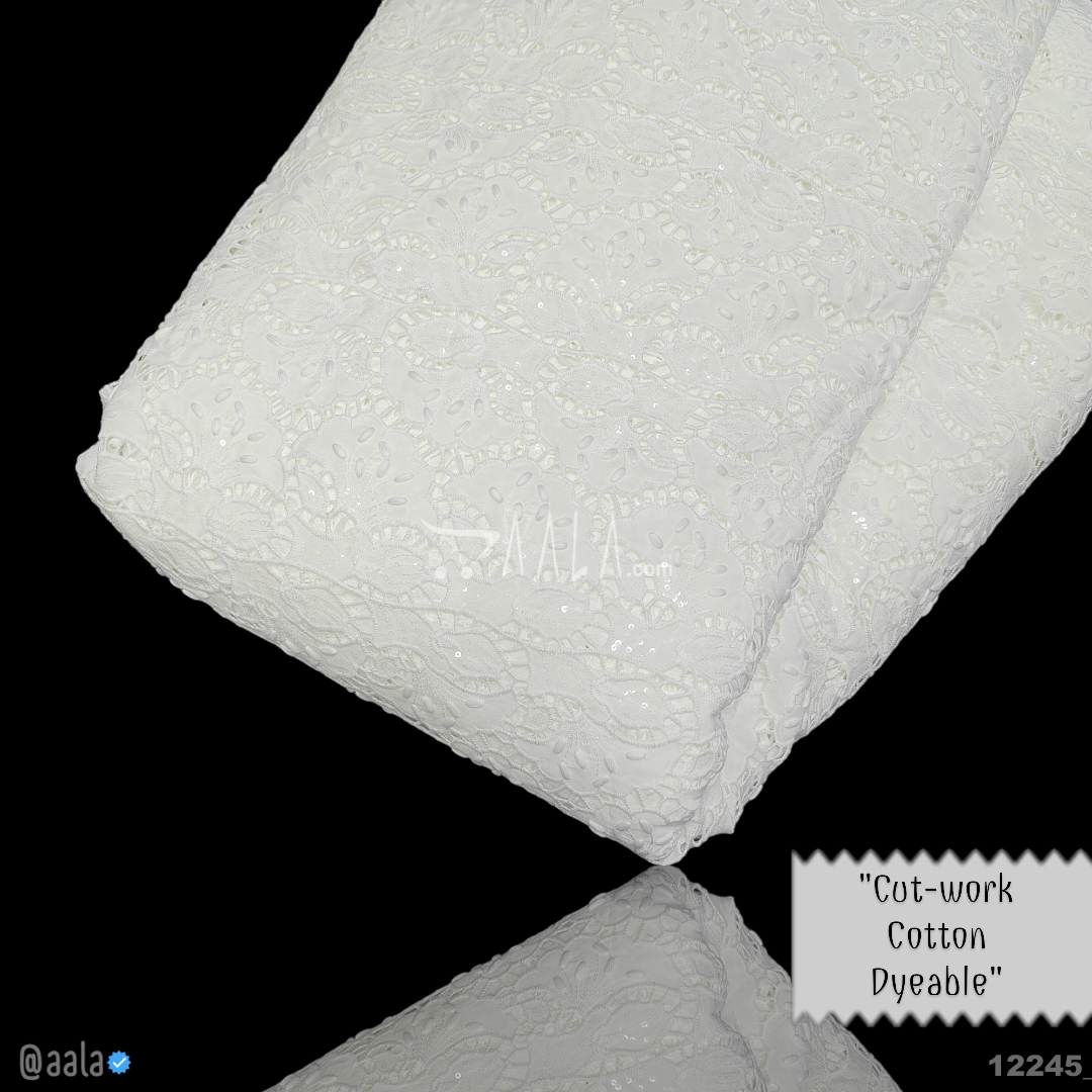 Cutwork Cotton Cotton 52-Inches WHITE Per-Metre #12245