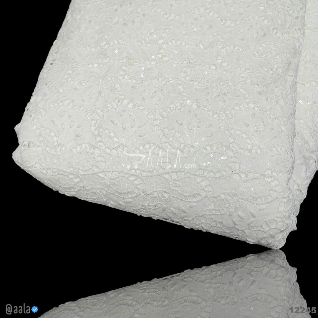 Cutwork Cotton Cotton 52-Inches WHITE Per-Metre #12245