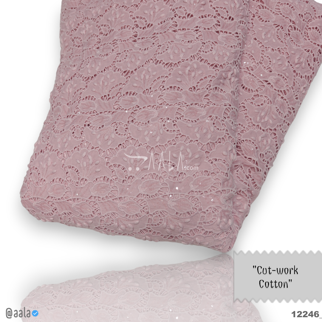 Cutwork Cotton Cotton 52-Inches PINK Per-Metre 