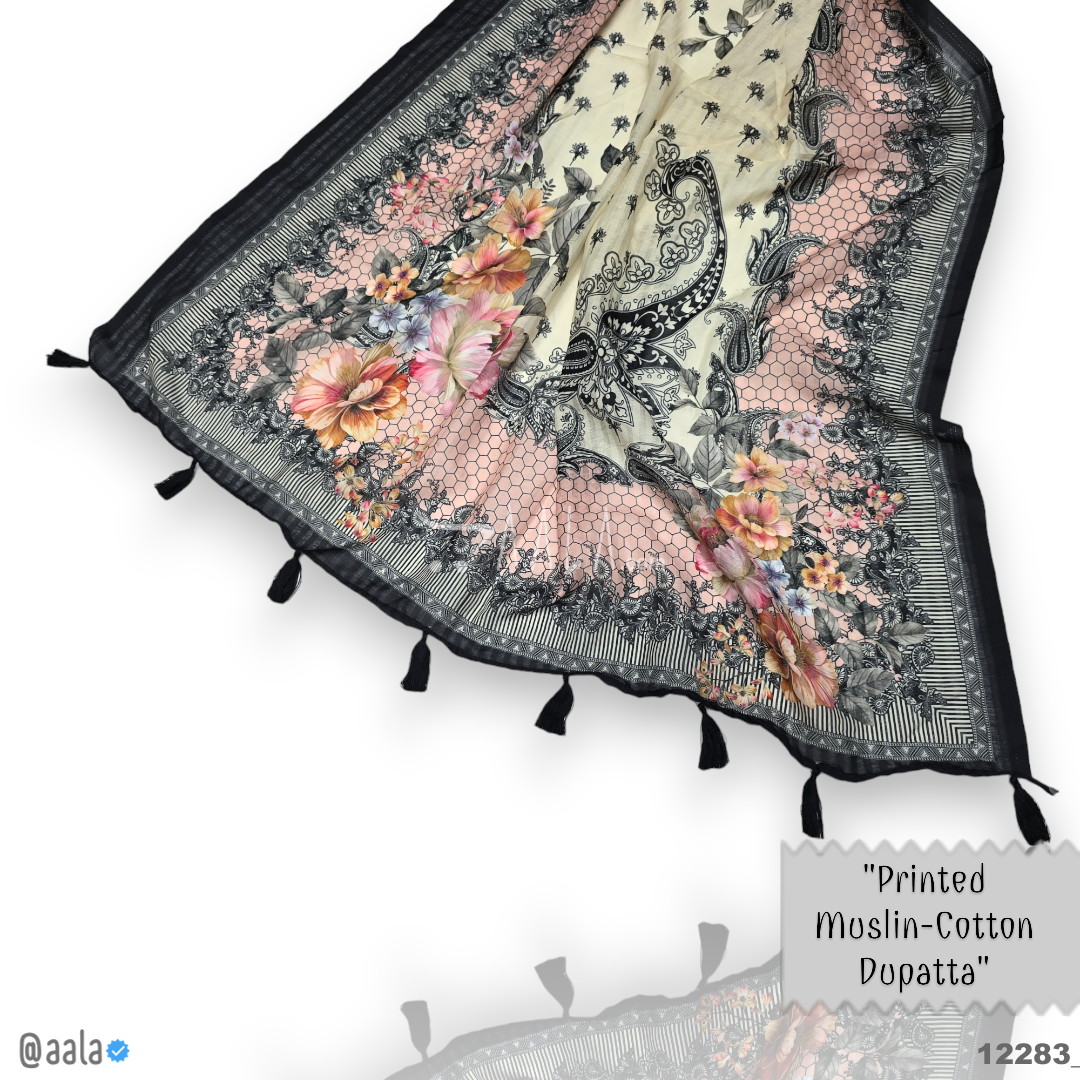Printed-Muslin Cotton Cotton Dupatta-36-Inches PRINTED 2.25-Metres 