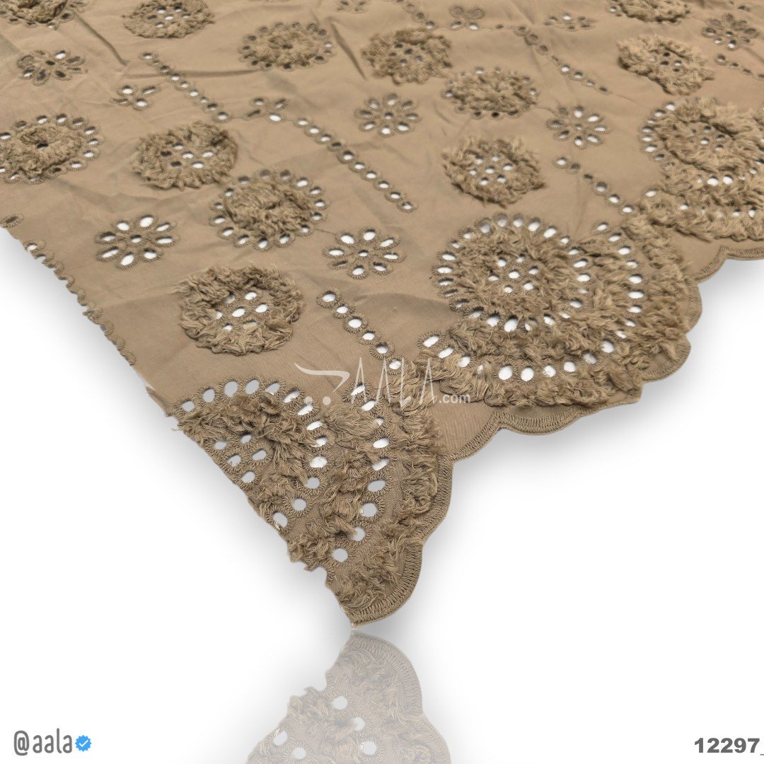 Cutwork Cotton Cotton 52-Inches BROWN Per-Metre #12297
