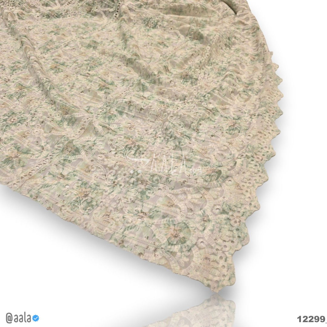 Embroidered Chiffon Blend 52-Inches GREEN Per-Metre #12299