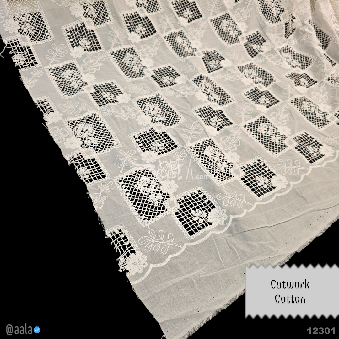Cutwork Cotton Cotton 52-Inches WHITE Per-Metre 