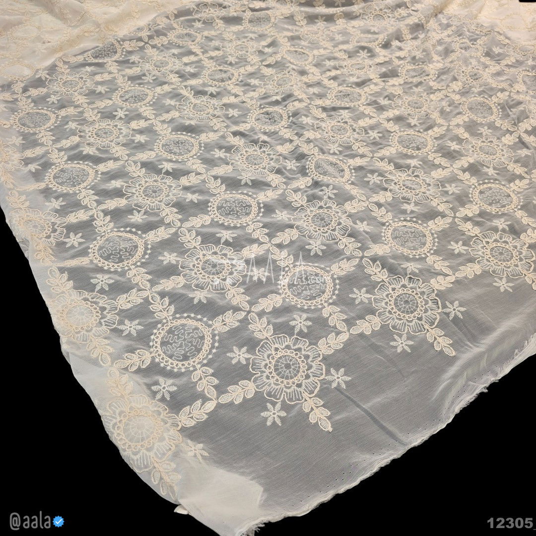 Embroidered Chiffon Blend 52-Inches CREAM Per-Metre #12305