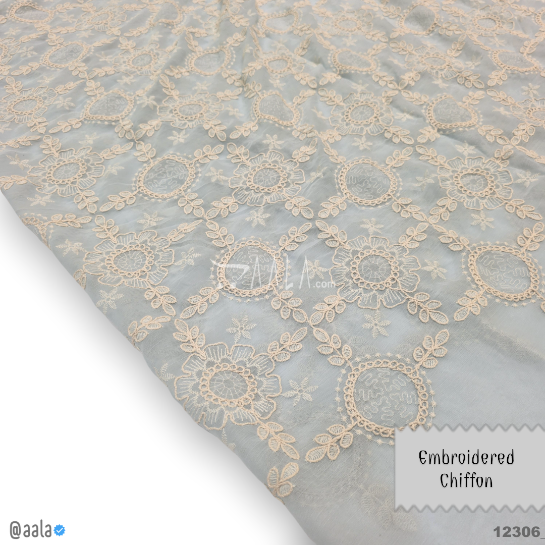 Embroidered Chiffon Blend 52-Inches BLUE Per-Metre #12306