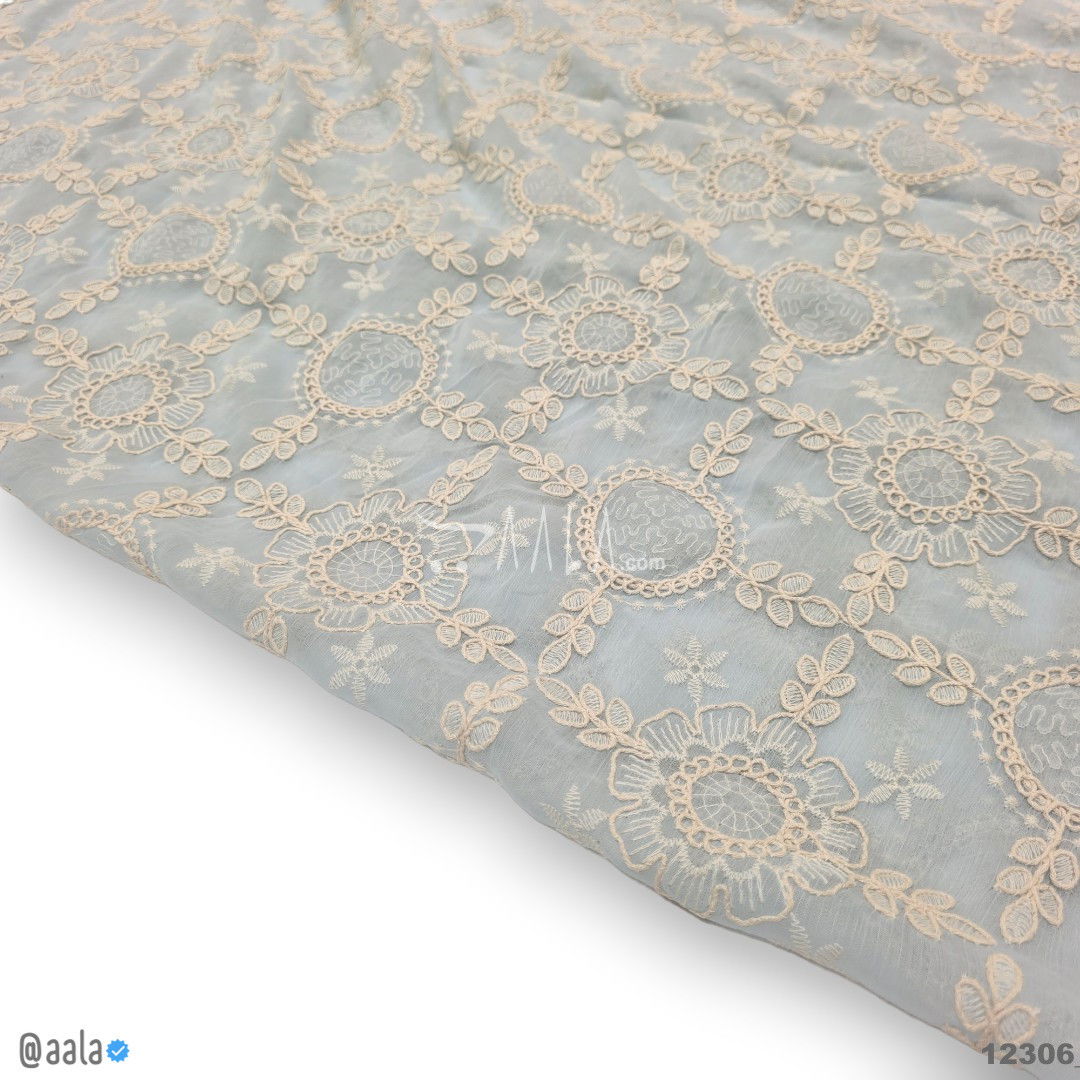 Embroidered Chiffon Blend 52-Inches BLUE Per-Metre #12306