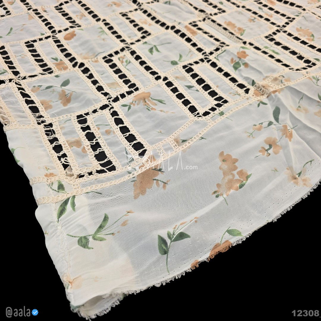 Printed-Cutwork Georgette Blend 52-Inches PRINTED Per-Metre #12308