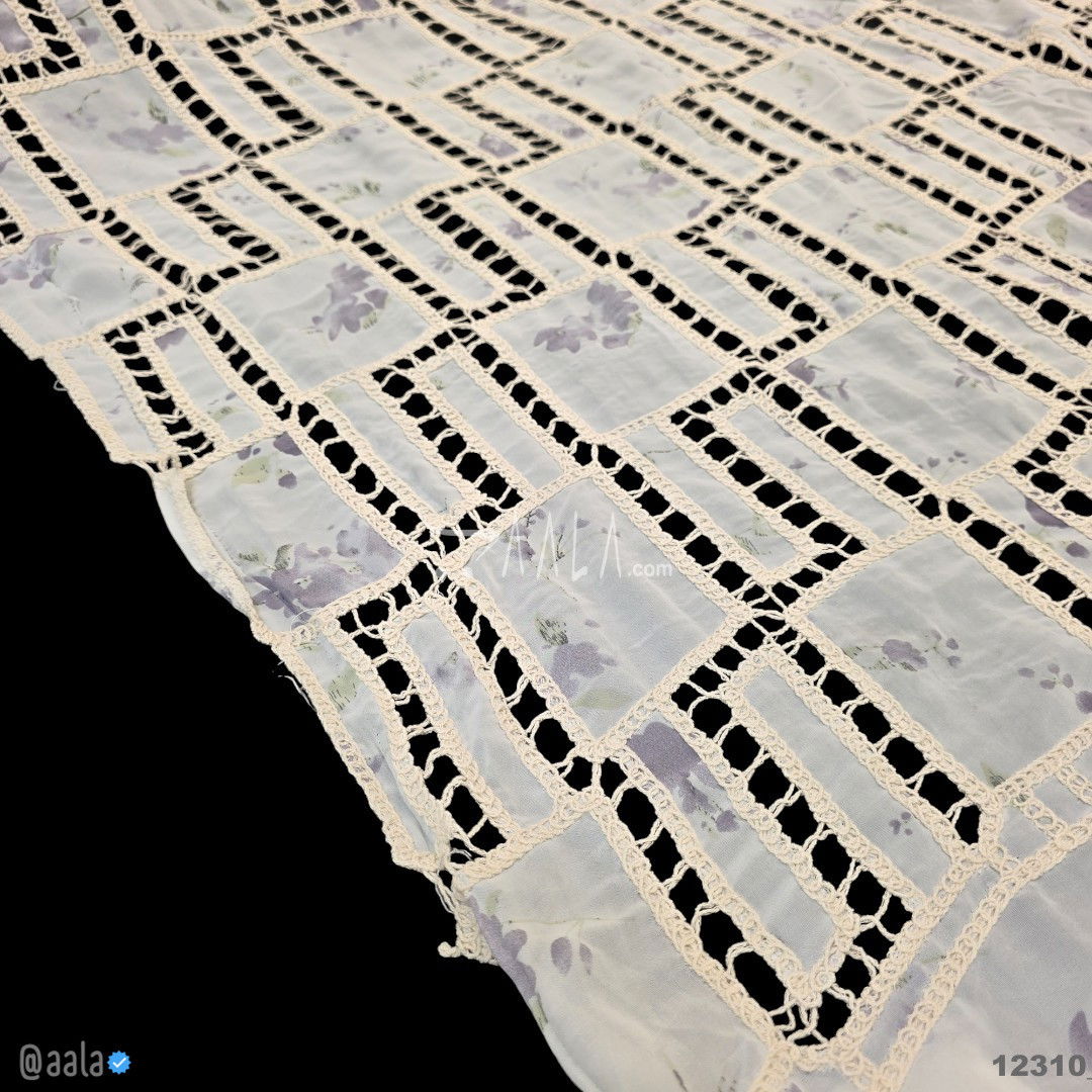 Printed-Cutwork Georgette Blend 52-Inches PRINTED Per-Metre #12310