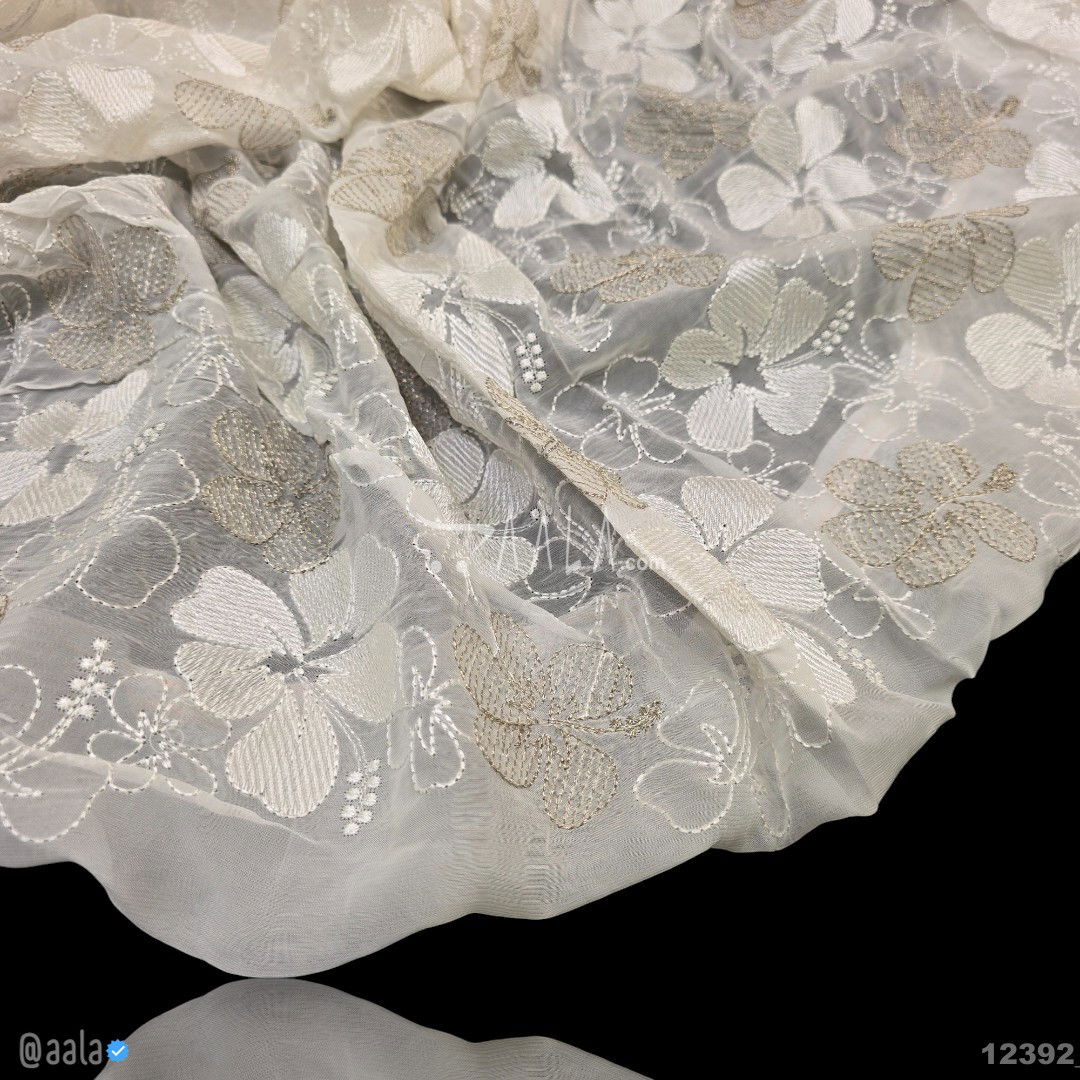 Embroidered Organza Viscose 44-Inches DYEABLE Per-Metre 