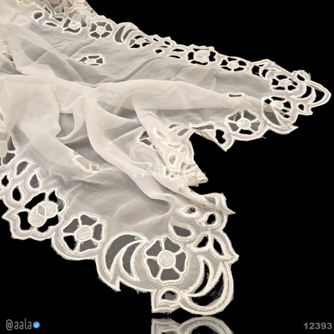Cutwork-Sequins Organza Viscose Dupatta-36-Inches DYEABLE 2.50-Metres 