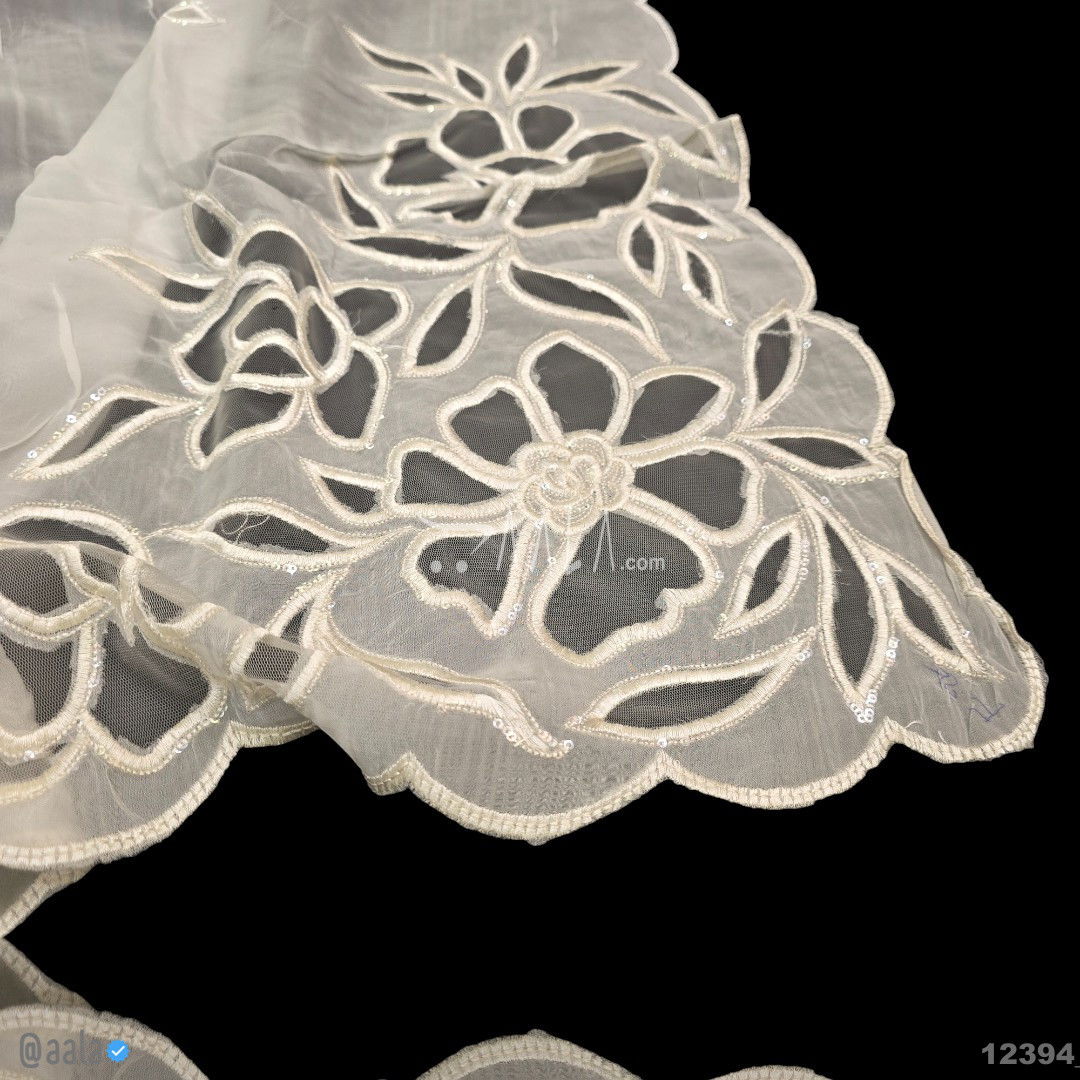 Cutwork-Sequins Organza Viscose Dupatta-36-Inches DYEABLE 2.50-Metres #12394