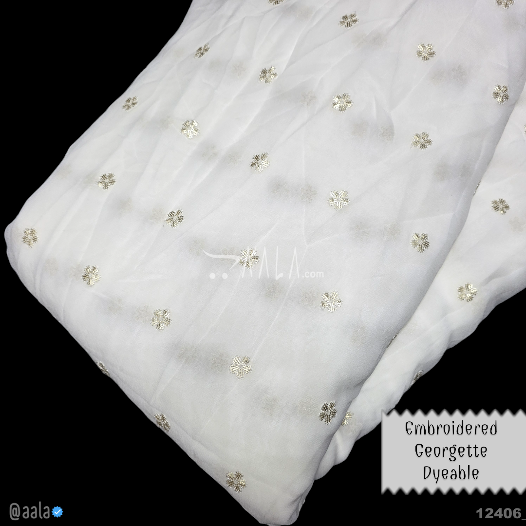 Embroidered Georgette Viscose 44-Inches DYEABLE Per-Metre #12406