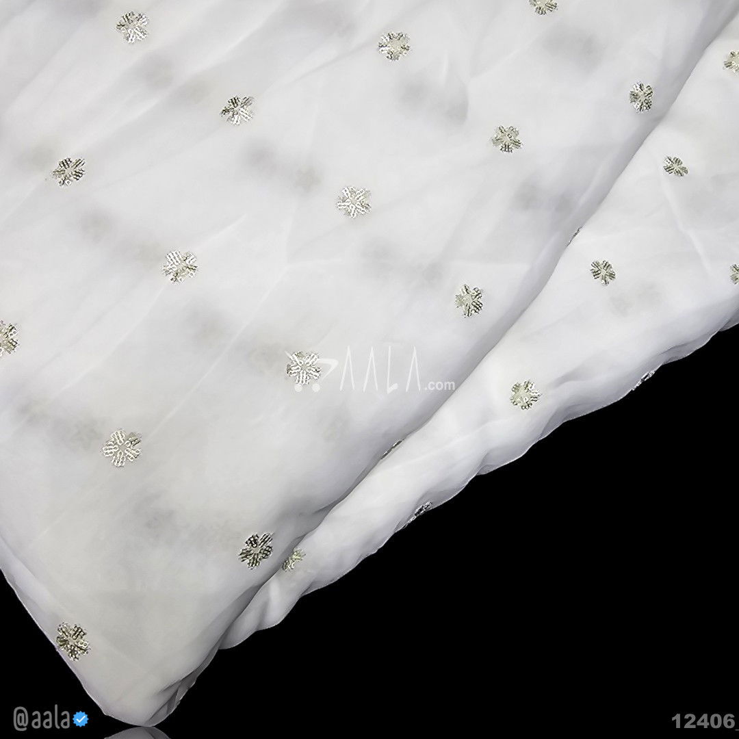 Embroidered Georgette Viscose 44-Inches DYEABLE Per-Metre #12406