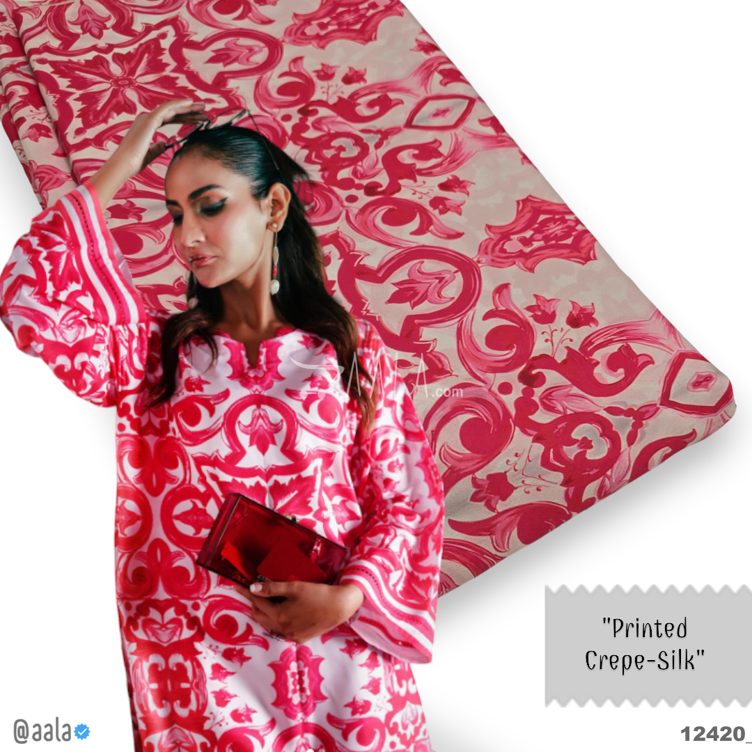 Printed-Silk Crepe Blend 44-Inches PRINTED Per-Metre #12420