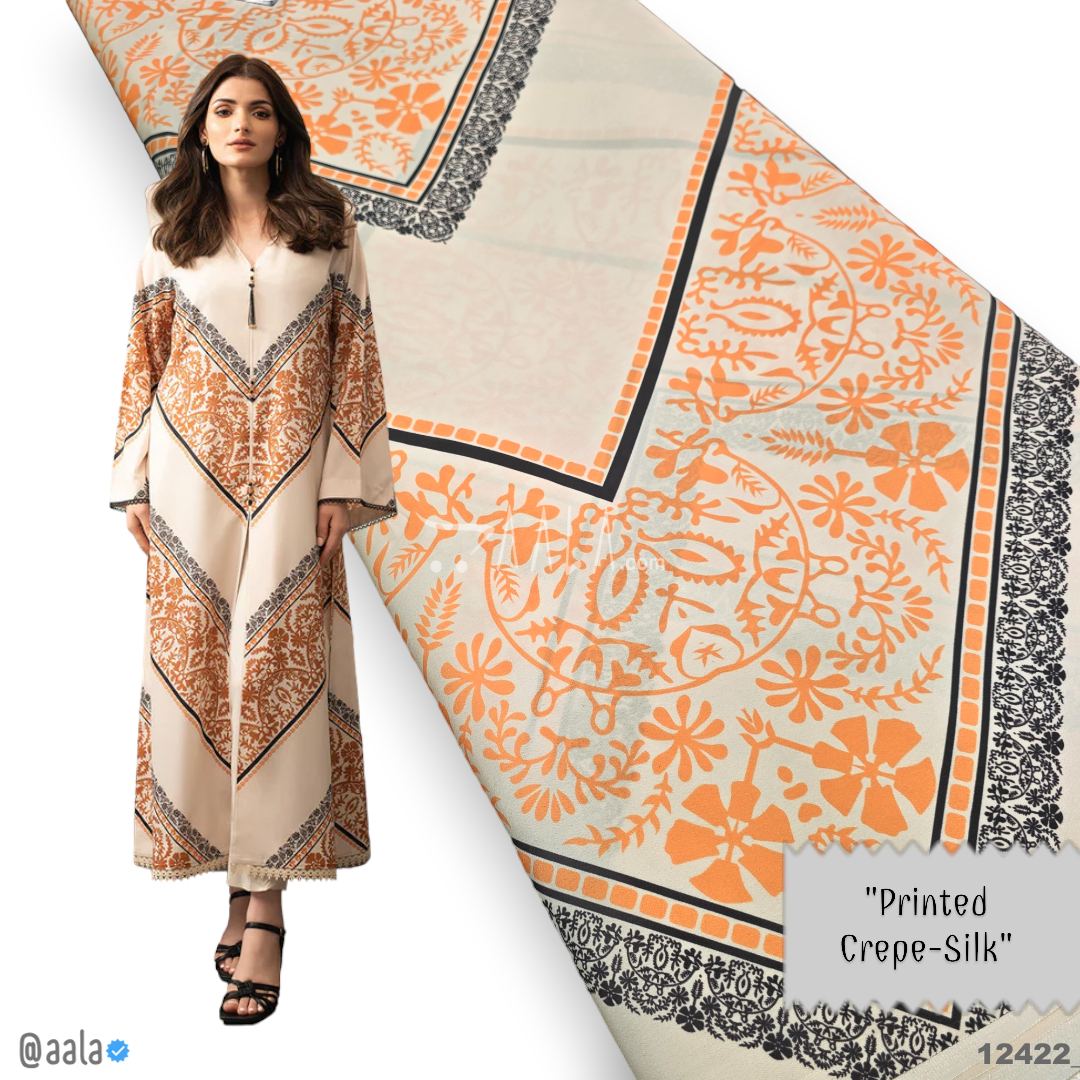 Printed-Silk Crepe Blend 44-Inches PRINTED Per-Metre #12422