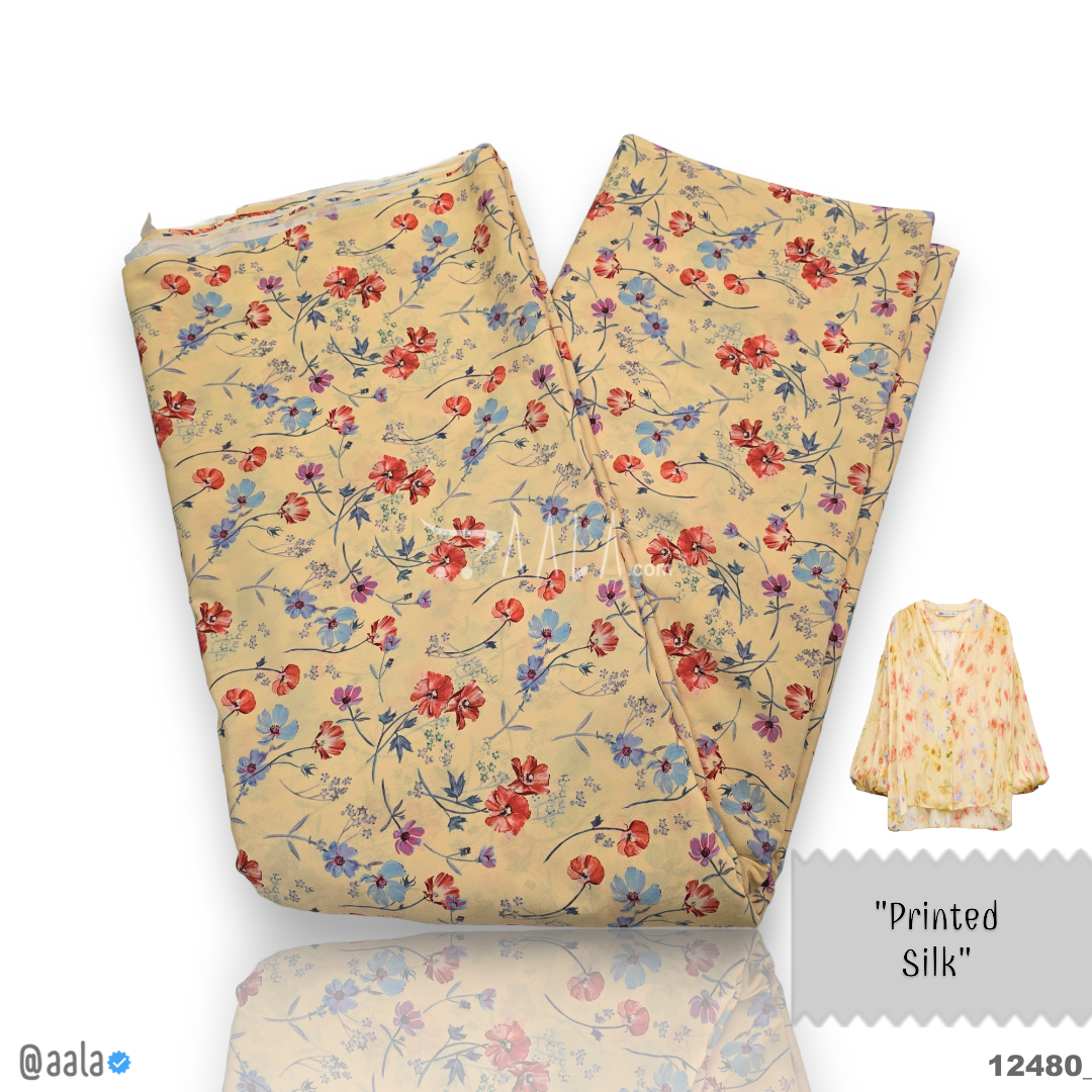 Printed-Crepe Silk Blend 44-Inches PRINTED Per-Metre #12480
