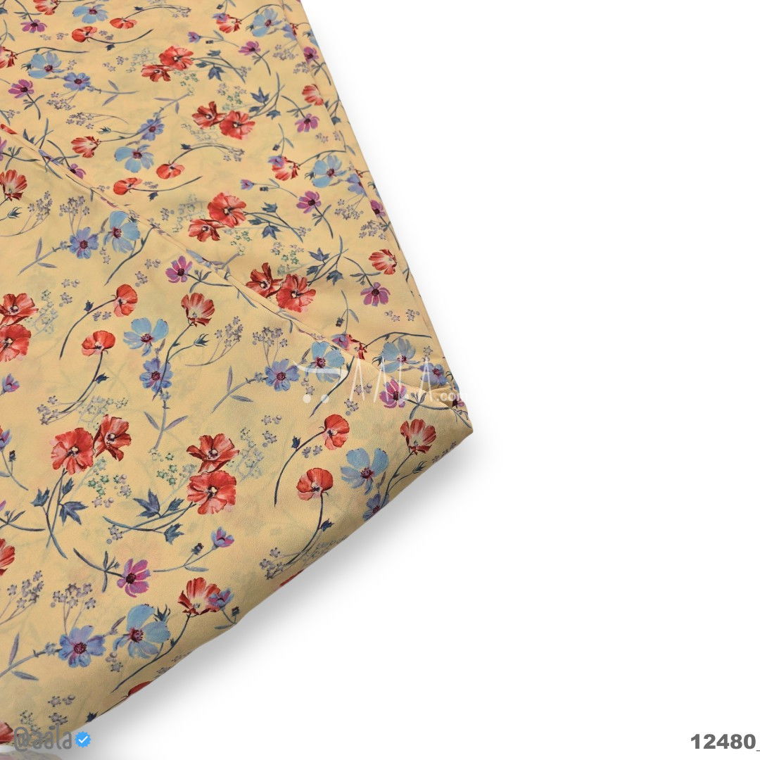 Printed-Crepe Silk Blend 44-Inches PRINTED Per-Metre #12480