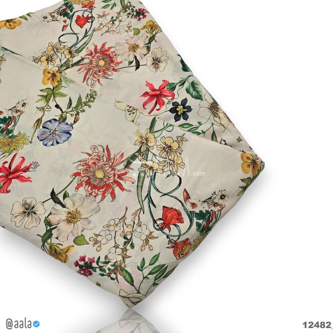 Printed-Crepe Silk Blend 44-Inches PRINTED Per-Metre #12482