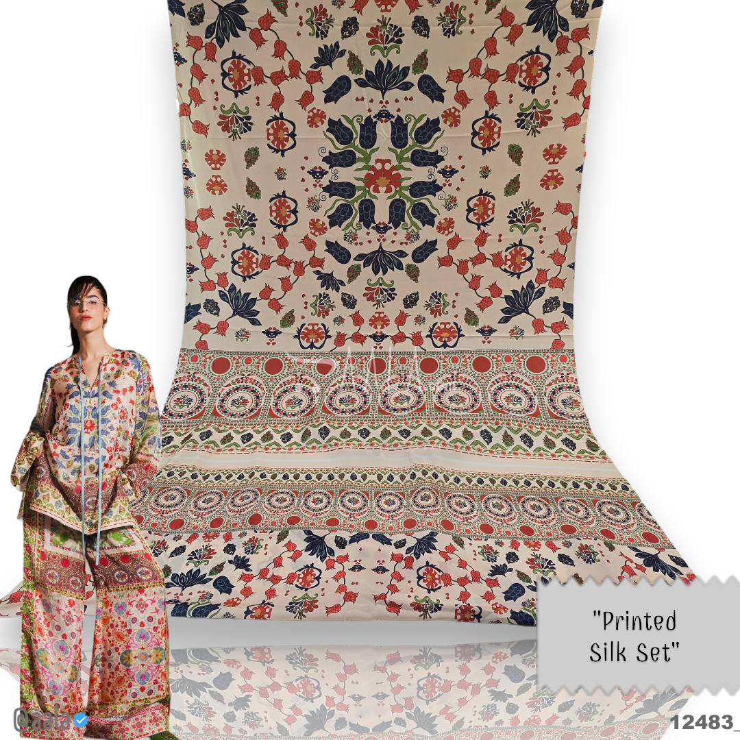 Printed-Crepe Silk Blend 44-Inches PRINTED Per-Pc #12483