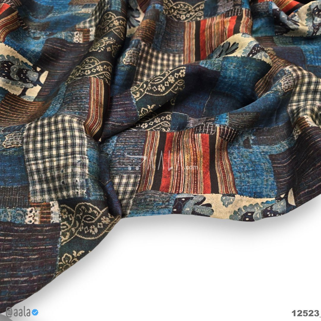Printed-Modal Silk Viscose 44-Inches PRINTED Per-Metre #12523