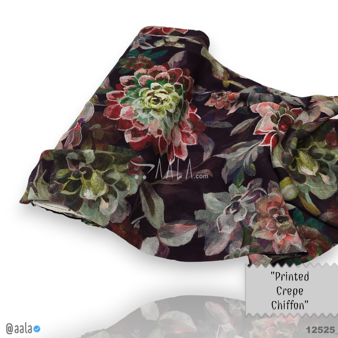 Printed-Crepe Chiffon Blend 44-Inches PRINTED Per-Metre #12525