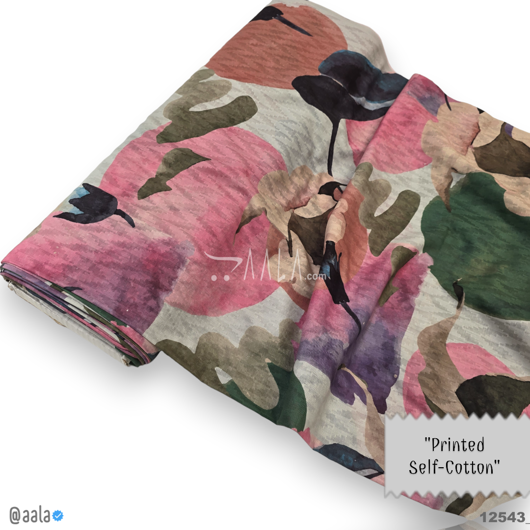 Printed-Jacquard Cotton Cotton 44-Inches PRINTED Per-Metre #12543