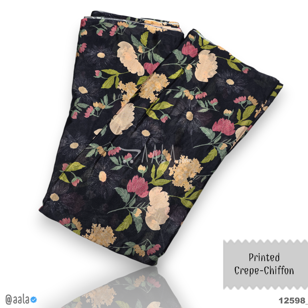 Printed-Crepe Chiffon Blend 44-Inches PRINTED Per-Metre #12598