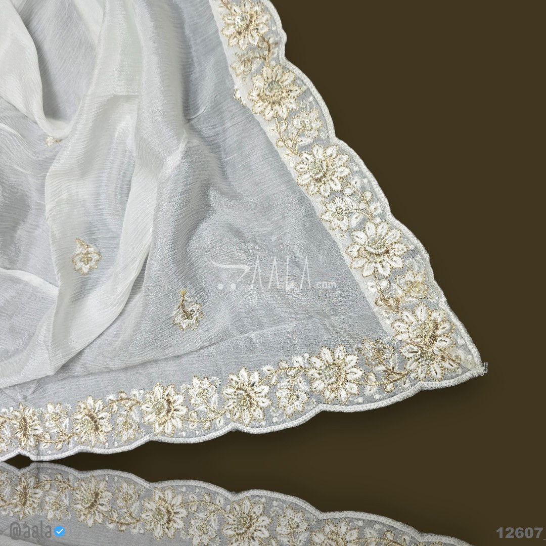 Embroidered-Crepe Chiffon Viscose Dupatta-40-Inches DYEABLE 2.25-Metres 