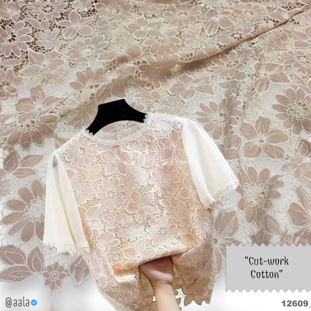 Cutwork Cotton Cotton 52-Inches PEACH Per-Metre 