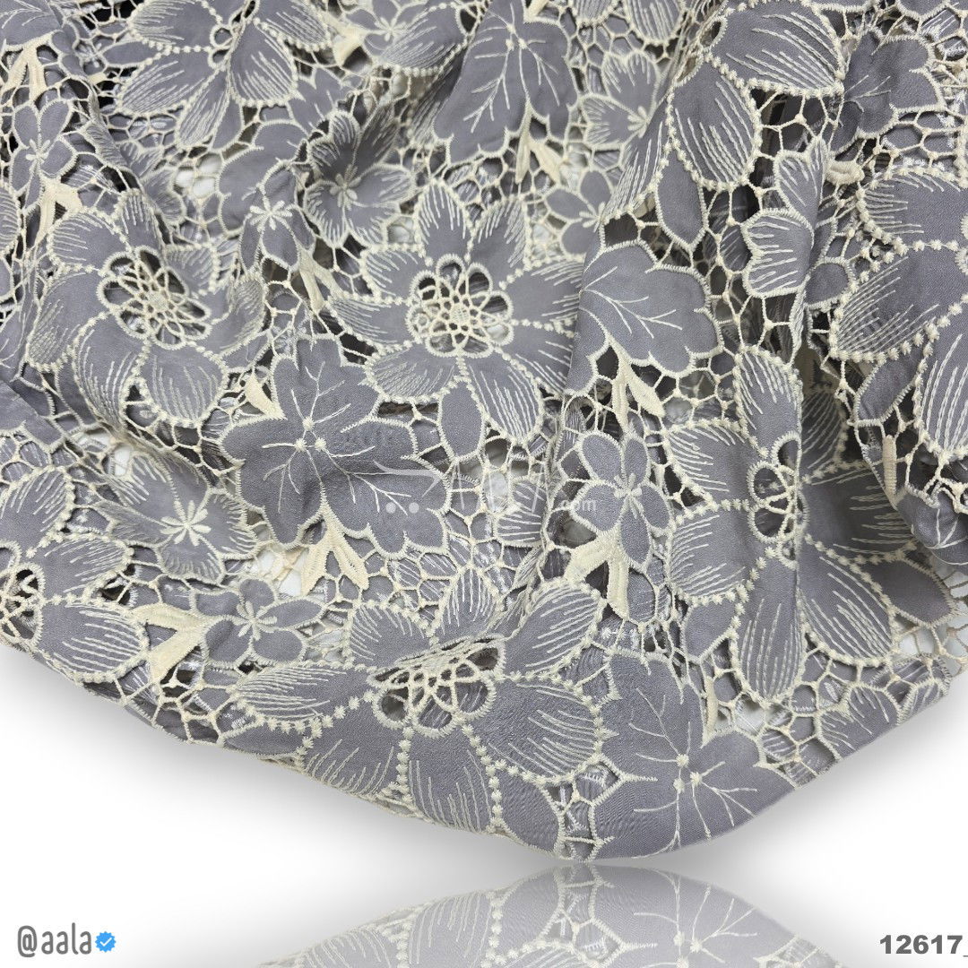 Cutwork Cotton Cotton 52-Inches GREY Per-Metre #12617