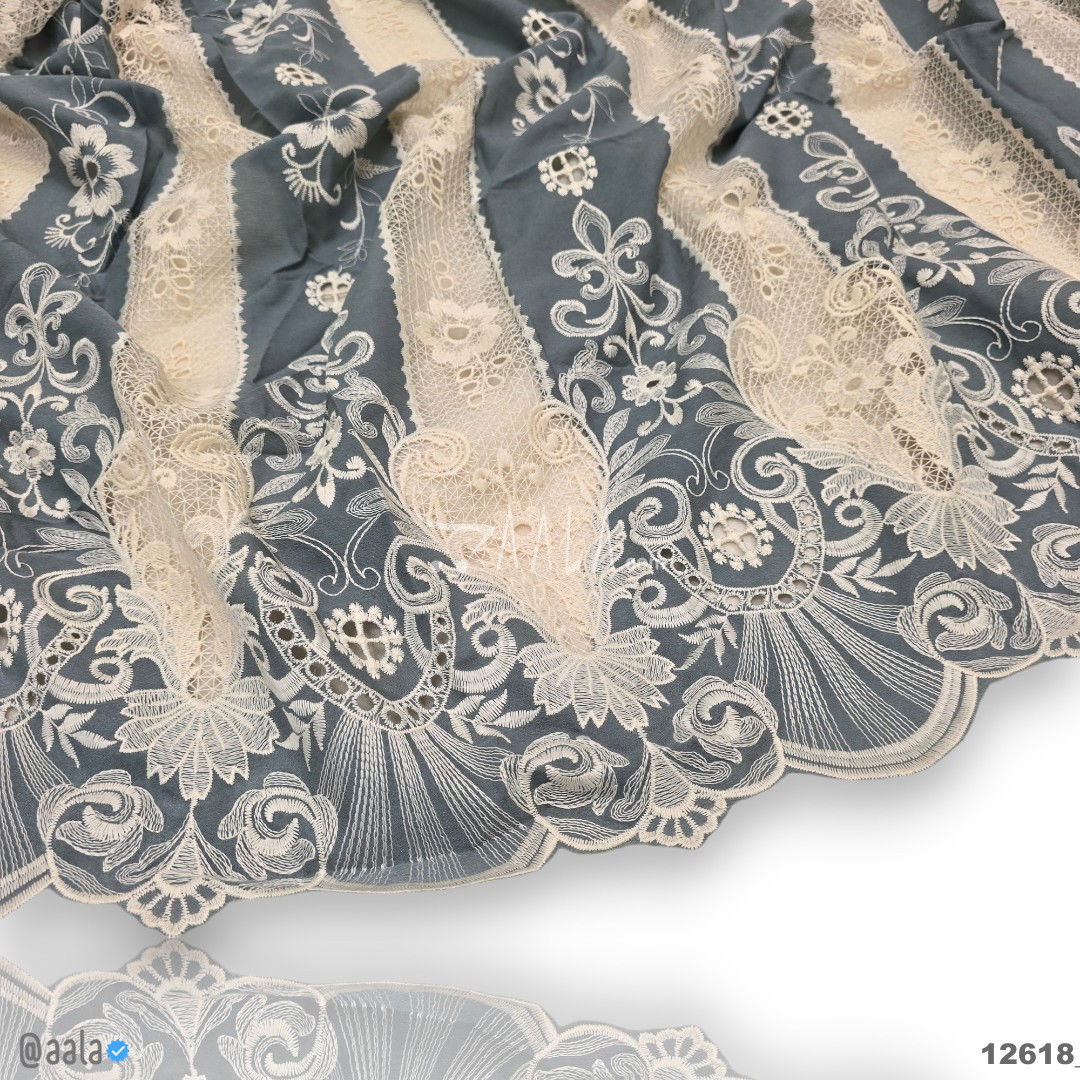 Cutwork Cotton Cotton 52-Inches GREY Per-Metre #12618