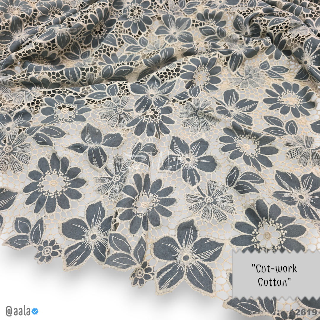 Cutwork Cotton Cotton 52-Inches GREY Per-Metre 