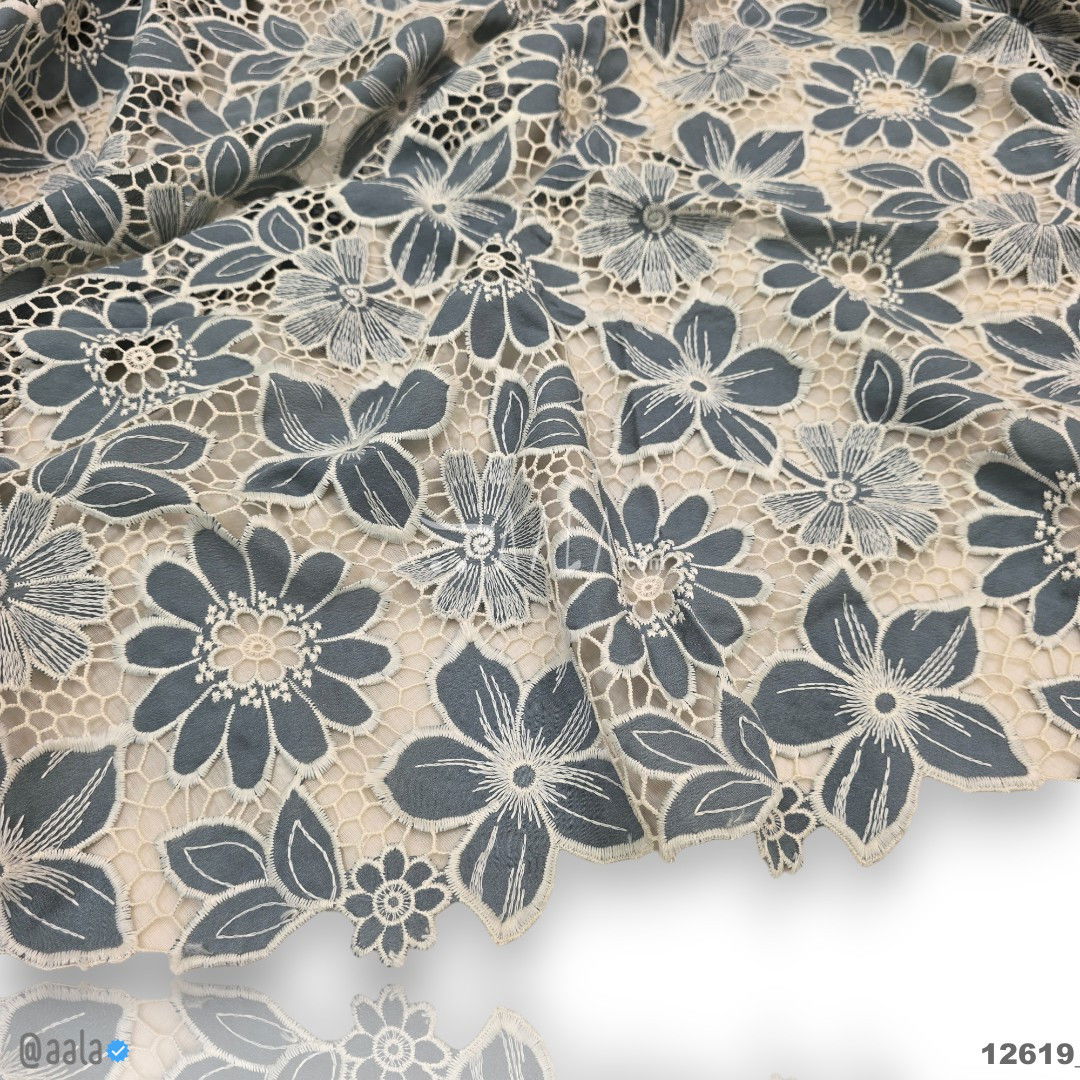 Cutwork Cotton Cotton 52-Inches GREY Per-Metre 