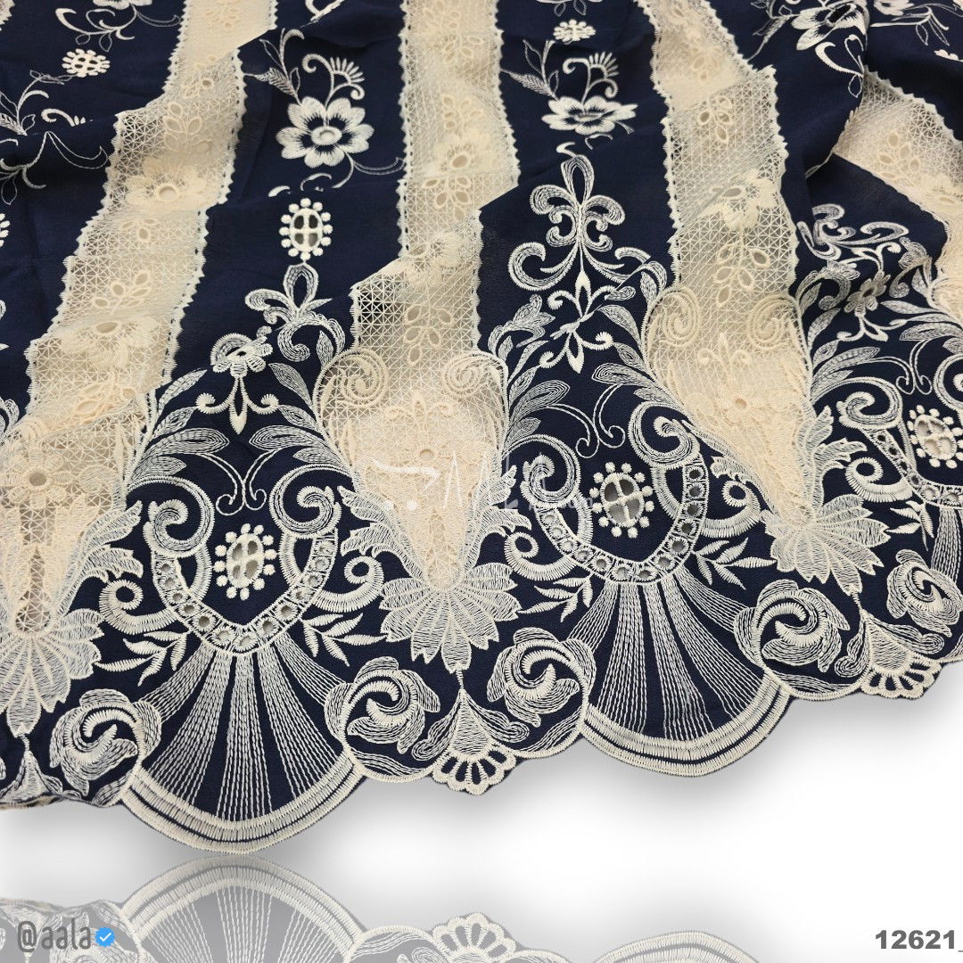 Cutwork Cotton Cotton 52-Inches BLUE Per-Metre 