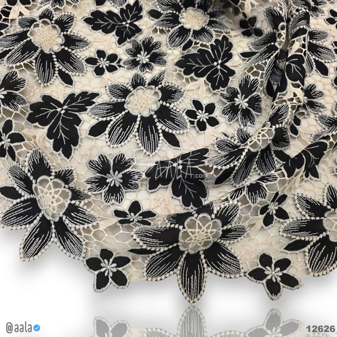 Cutwork Cotton Cotton 52-Inches BLACK Per-Metre #12626