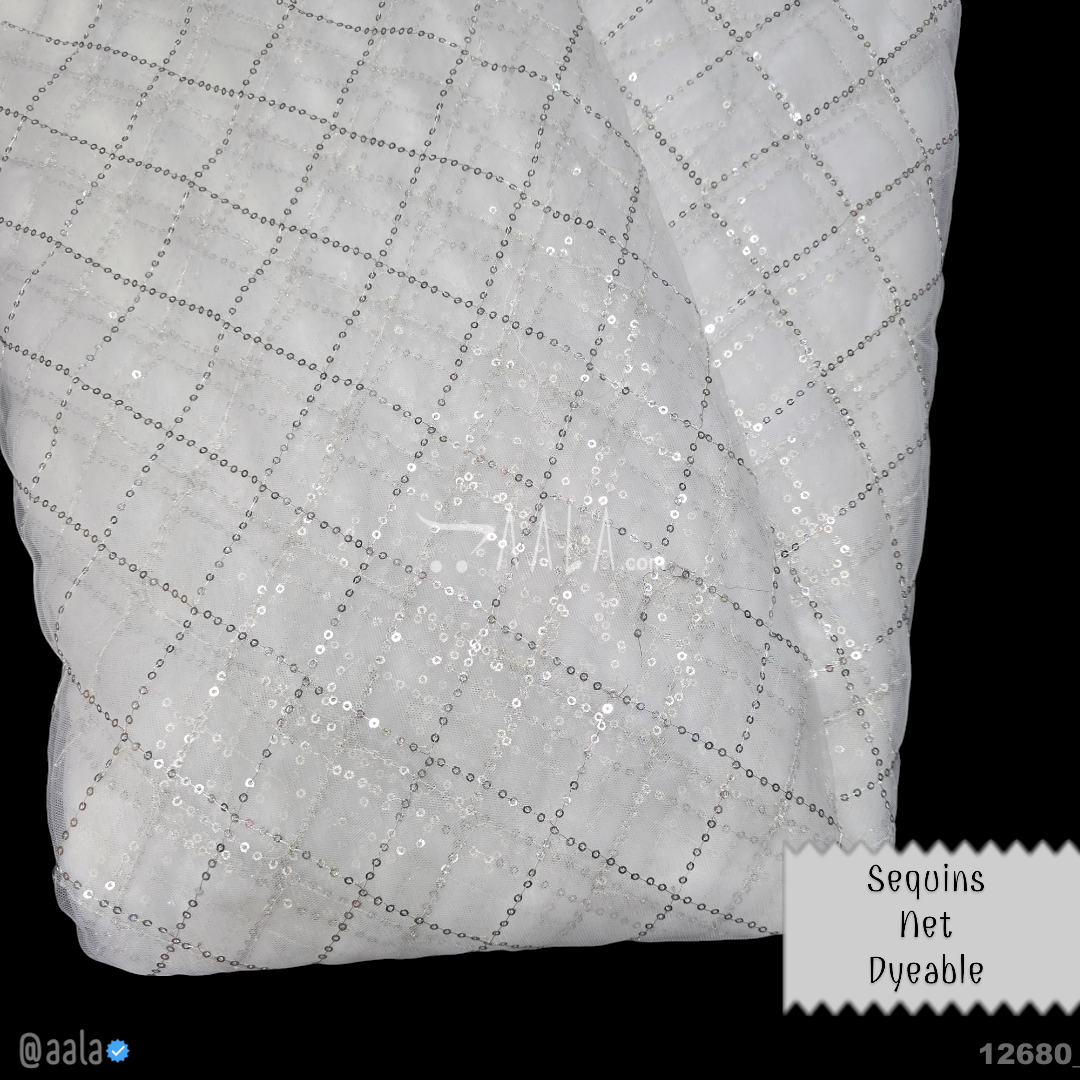 Sequins Net Nylon 44-Inches DYEABLE Per-Metre #12680