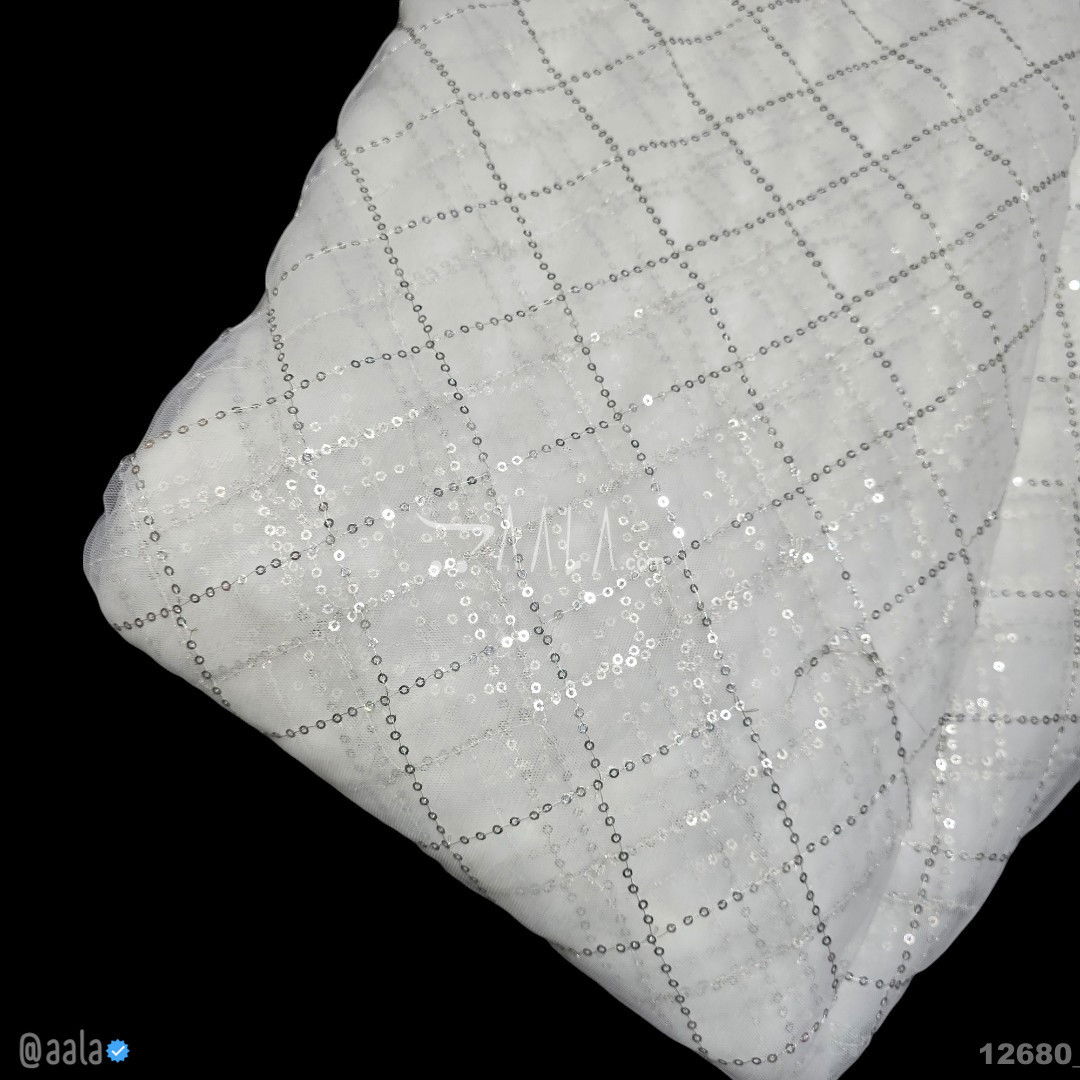 Sequins Net Nylon 44-Inches DYEABLE Per-Metre #12680