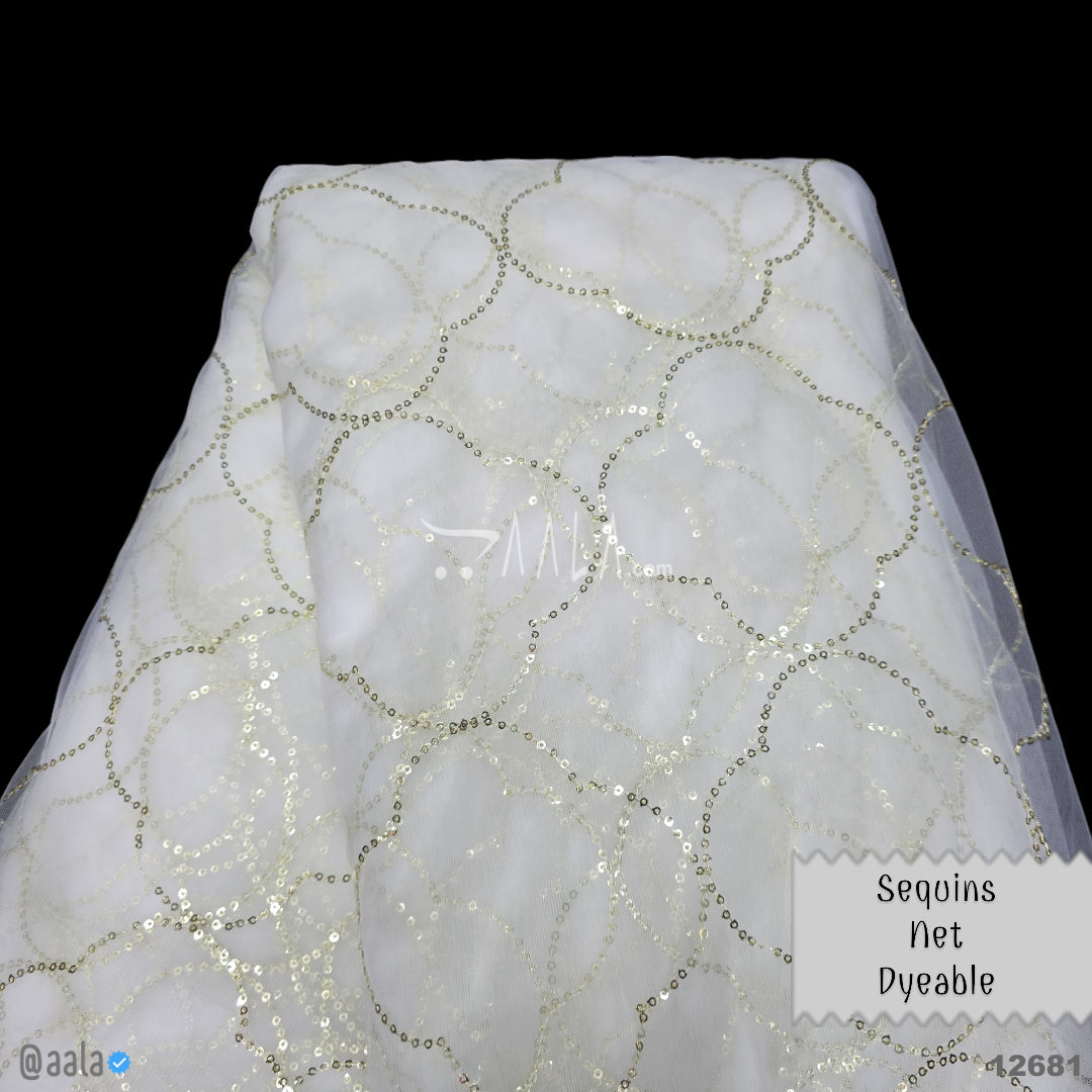 Sequins Net Nylon 44-Inches DYEABLE Per-Metre #12681