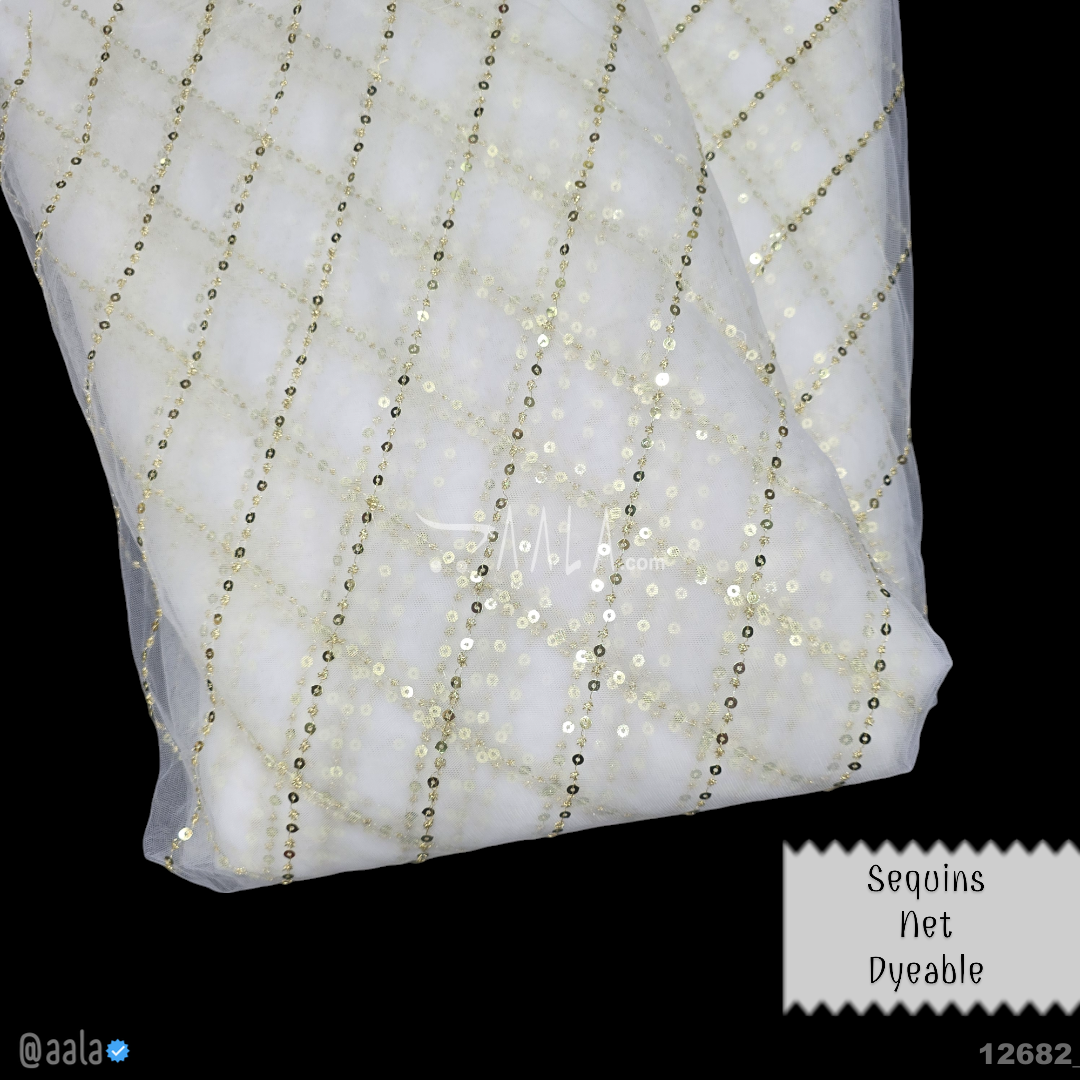 Sequins Net Nylon 44-Inches DYEABLE Per-Metre #12682